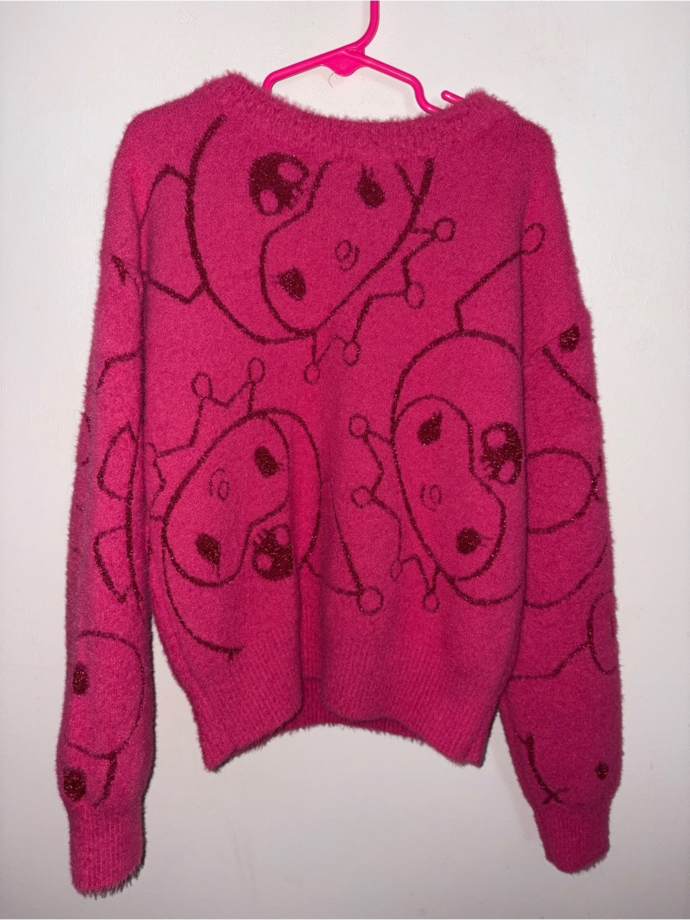 Kids Fuzzy Pink Graphic Sweater